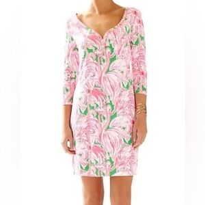Lilly Pulitzer Pink Flamingo Palmetto Dress Mini 100% Pima Cotton Size M